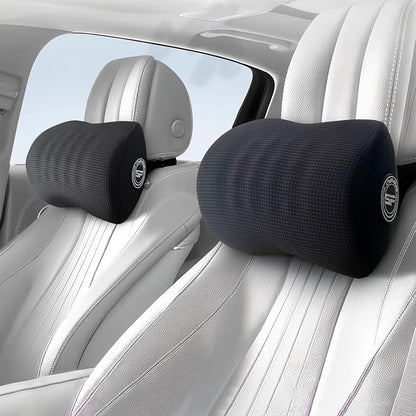 Super Useful Car Headrest Pillow, Car Pillow for Driving with Adjustable Strap, 100% Memory Foam Neck Pillow, Ergonomic Design - Car Neck Pillow(Black, 2 Pack)