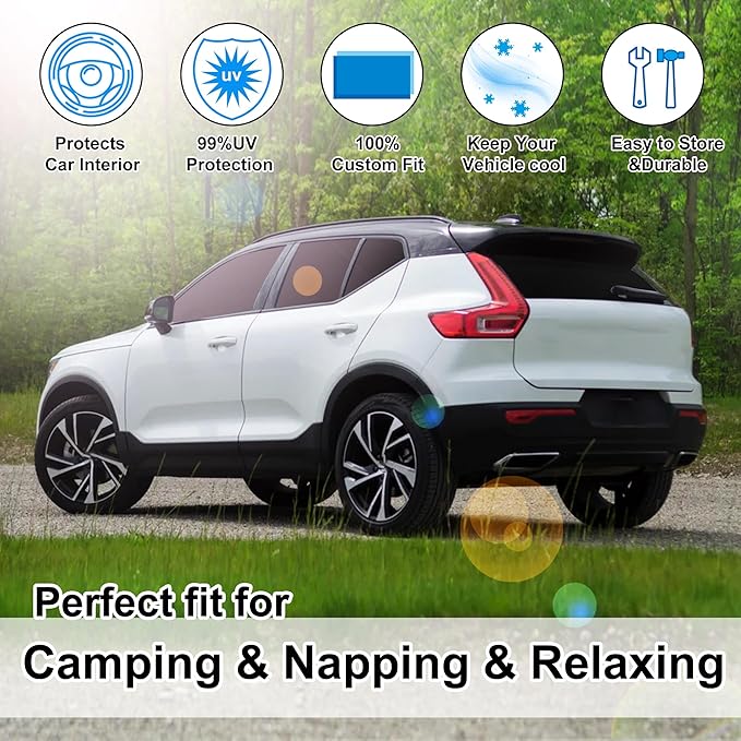 TINGLU Window Shades for Volvo XC40 2019-2025 2026 Accessories Car Side Full Windows Rear Triangular Windshield Sun Shade Sun UV Rays & Privacy Protection for Camping,Napping,and Relaxing 8PCS