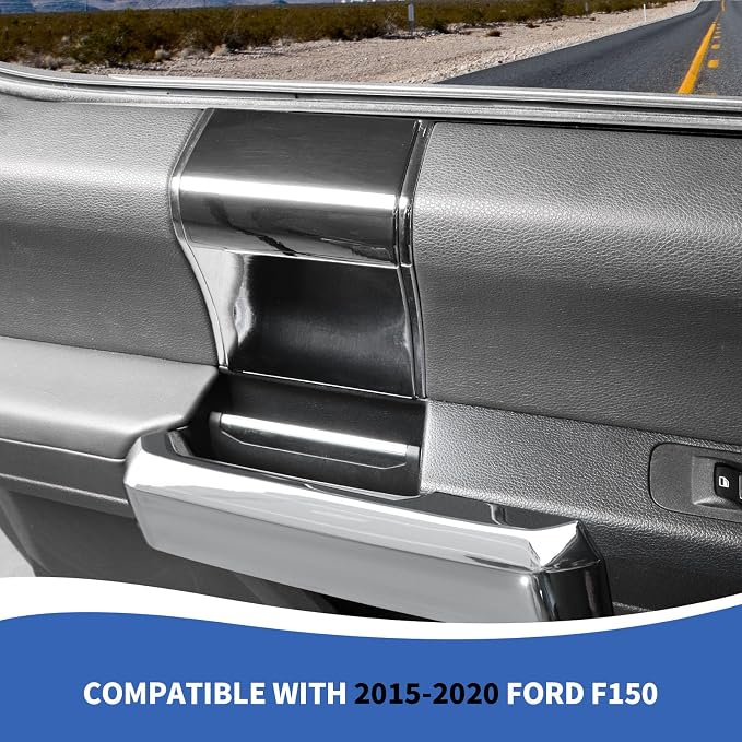 RAZPOY for F150 Inner Door Handles Covers & Door Handle Panel Trim Compatible with 2015-2020 Ford F150 Chrome Interior Accessories