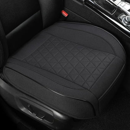 West Llama Linen Front Car Seat Cover Protector Anti-Slip Bottom Seat Cover Fits 95% of Vehicles,Wrapping Around The Bottom,Triangular Pattern(Black-2Pcs)