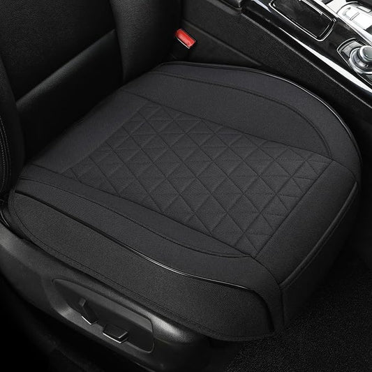 West Llama Linen Front Car Seat Cover Protector Anti-Slip Bottom Seat Cover Fits 95% of Vehicles,Wrapping Around The Bottom,Triangular Pattern(Black-2Pcs)