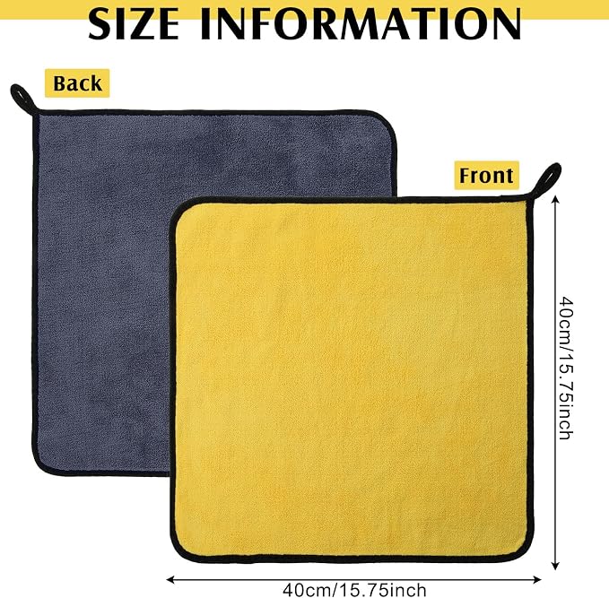 Nuenen 20 Pcs Microfiber Car Drying Towels Microfiber Cleaning Cloth 800 GSM Thick Plush Cleaning Dusting Cloth Auto Detailing Absorbent Towels Rags for Car Household Kitchen Window(Grey and Yellow)