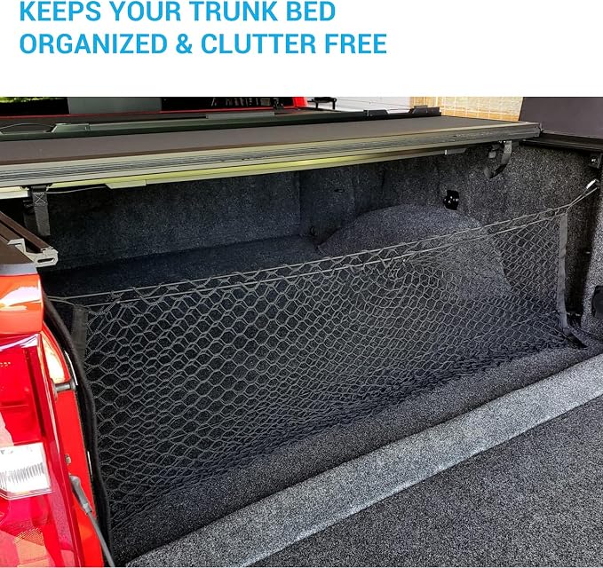 Truck Bed Cargo Net, Elastic Mesh Net Organizer Truck Bed Storage Net Organizer Envelope for Chevy Silverado & Ford F150/F250 Luggage Back Cargo (47x15.2 Inch)