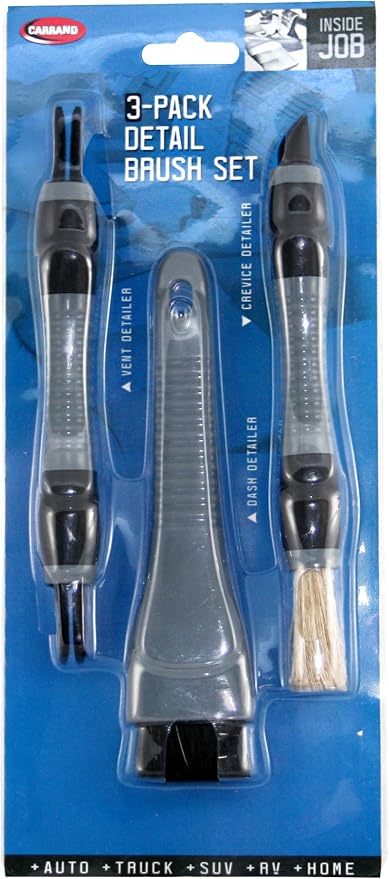 Carrand 93019 Vent, Dash, and Crevice Detail Brush Set , Gray