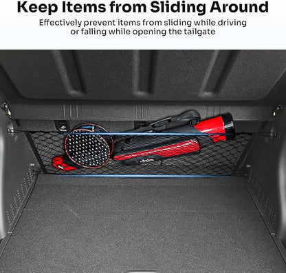 Canvcle Trunk Cargo Net for 2024-2026 Hyundai Kona Accessories Envelope Style Mesh Trunk Net Organizer and Storage Stretchable Adjustable Elastic Nylon Rear Cargo Netting with Hooks