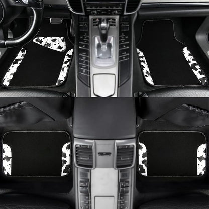 CAR PASS Waterproof Universal Fit Car Floor Mats, Cow Print Car Mats Fit for SUV,Vans,sedans, Trucks,Set of 4pcs Car Carpet with Driver Heel Pad and Nibs Backing,or Cute Women Girly Funny Black White