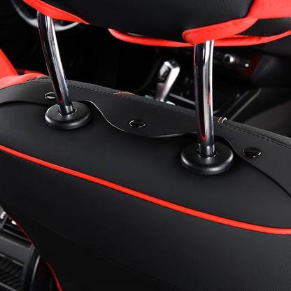 FLORICH Car Seat Covers Front Seats Luxury Faux Leather Waterproof Seat Covers Car Seat Protector Automotive Seat Covers Cushion Universal Fit for Most Cars SUV Trucks, Black&Red