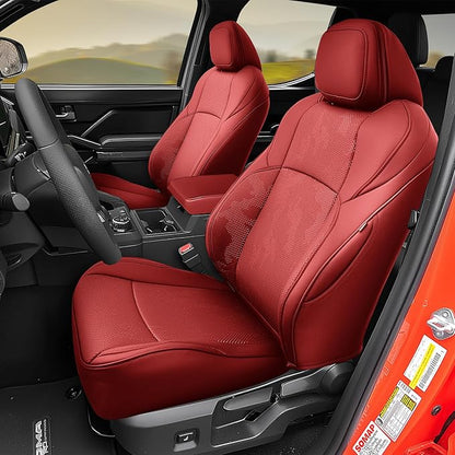 DiffCar® Seat Covers for Toyota Tacoma 2026 2025 2024 Double Cab(Gas Only), Front Seat & Console Covers Only, Faux Nappa Leather Custom Fit Car Protectors Accessories for Tacoma 4th Gen, Red Camo