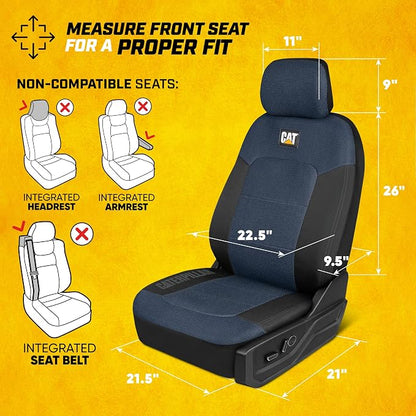 CAT MeshFlex Seat Covers Full Set for Full-Size Pickup Trucks Only - Blue | Front Bucket Seat Covers & 60/40 Split Rear Bench Protector – Interior Accessories For F-150, Silverado, Ram, Sierra & Tundra