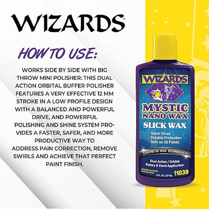 Wizards Mystic Nano Car Wax Polish - Protects and Provides Extreme Gloss and Slickness - Safe For All Paint and Clear Types Car Polishing Compound - For Both Machine and Hand Use - 8 oz