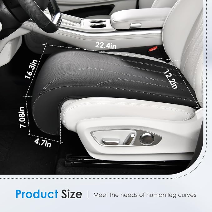 FLORICH Car Seat Extender Leg Extender Support Cushion for Driver Seats Office Chair, Leather Carseat Leg Support for Long Drivers Universal Car Seat Cushion Legs Rest Pads-Warm Black