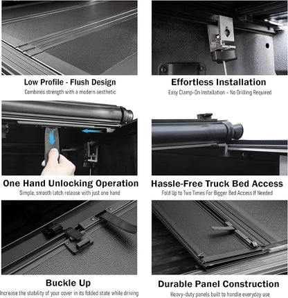 Toptiny Low Profile Hard Folding Truck Bed Tonneau Cover Fits 2017-2026 Ford F-250 F-350 Super Duty 6.75FT Bed (82")