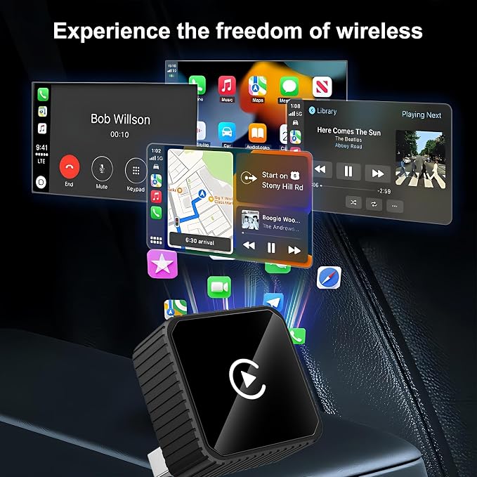 2026 Wireless CarPlay & Android Auto Adapter for iPhone & Android, 2-in-1 Mini Metal Dongle, Plug & Play Auto-Connect, Zero Latency Wireless Car Adapter for OEM Wired Radios (Black)
