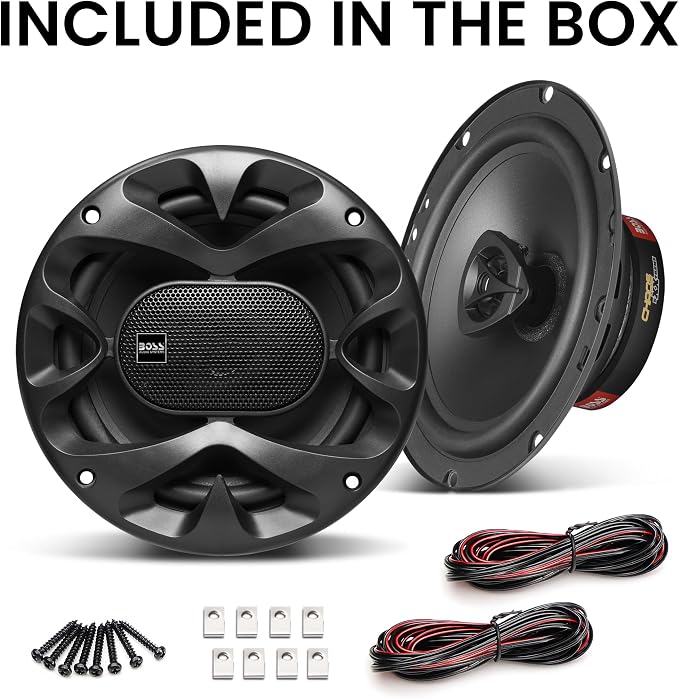 BOSS Audio Systems CH6520B 6.5 Inch Car Door Speakers - 250 Watts Max (Pair), Coaxial, 2 Way, Full Range, 4 Ohms, Sold in Pairs, Bocinas para Carro