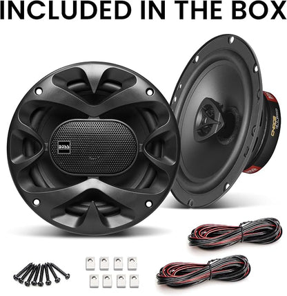 BOSS Audio Systems CH6520B 6.5 Inch Car Door Speakers - 250 Watts Max (Pair), Coaxial, 2 Way, Full Range, 4 Ohms, Sold in Pairs, Bocinas para Carro