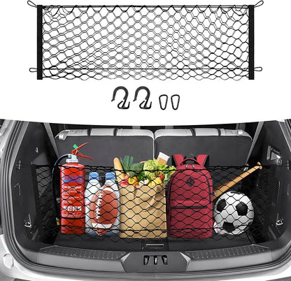Canvcle Trunk Cargo Net for 2020-2026 Ford Explorer Accessories Envelope Style Mesh Trunk Net Organizer and Storage Stretchable Adjustable Elastic Nylon Rear Cargo Netting with Hooks