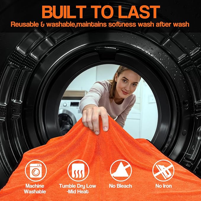 Bolant 4 Pack Twisted Loop Car Drying Towel, Microfiber Towels for Cars 24"x36", Reusable Shammy Quick Dry Cloth for Carwash, for Auto, Boat, RV, Garage & Home