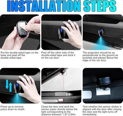 Car Door Lights,Door Lights Logo Projector Rechargeable,Car Door Projector Lights,HD Car Welcome Light for Cars Use At Night 2pcs. (for Blue Horse)