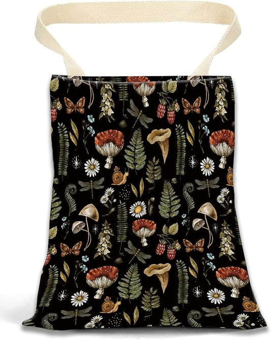 Hanging Car Trash Can Bag - Boho Brown Mushroom Design, Back Seat Organizer for Travel, Camping, Vehicle Accessories