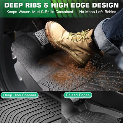 Floor mats & Cargo Liner for Kia EV6 2024 2023 2022, All Weather TPE Custom Fit Floor Liners Full Sets Car Mats & Trunk Liner Accessoires for EV6 Anti-Slip & Durable, Black