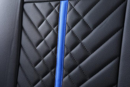 Tomatoman Tacoma Rear Seat Covers 2005-2024 2025 2026 TRD Sport Offroad Limited SR5 V6 Crew Double Extended Cab Truck Back Car Cushions with Waterproof Faux Leather (Rear Seat/Black-Blue)