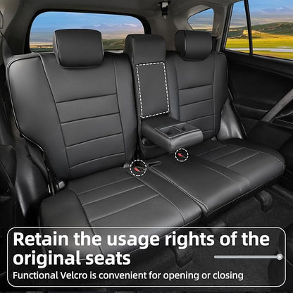 Lolcar Rav4 Seat Covers Custom Fit for Toyota Rav4 LE(NOT for Hybrid) 2013 2014 2015 2016 2017 2018,Leather Car Seat Cover for Trucks SUV Full Set,Faux Leather (Black)