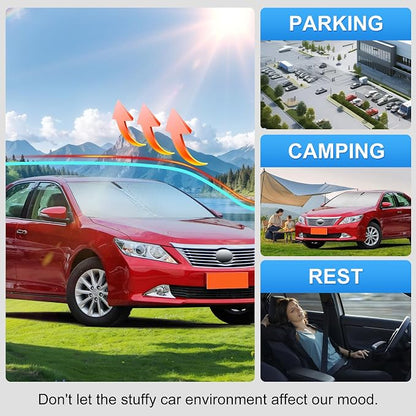 Car Sun Shade for 2012-2017 Toyota Camry Accessories Windshield Sunshade Cover Front Window Shade Custom Fit Camry Sun Visor Protector Foldable Blocks UV Rays
