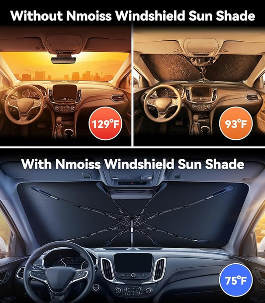 Nmoiss Windshield Sun Shade Umbrella [Vinyl Coating Heat Shield] Fit for Equinox 2010-2026 Accessories, Protect Car from Sun Rays & Heat Damage Keep Cool and Protect Interior