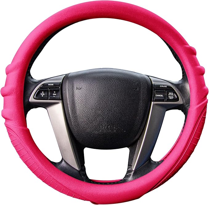 FH Group Universal Fit Silicone with Grip and Pattern Massaging Grip Steering Wheel Cover Fits Most Cars, SUVs, Trucks, and Vans Magenta