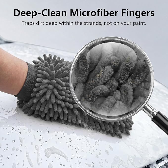 Car Wash Mitt,Detailing Ultra-Soft Chenille Microfiber Auto Gloves,Scratch-Free&Lint-Free,Safe for Trucks,SUVs, RVs&More