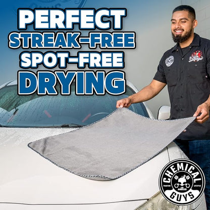 Chemical Guys Waffle Weave Gray Matter Microfiber Drying Towel - 25" x 36",Premium Blend Microfiber Towel with Soft-Banded Edging for Scratch-Free Car Drying,Ultra Absorbent,(Pack of 12)