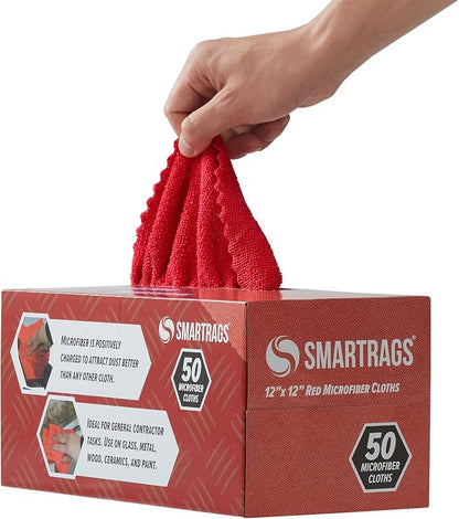 Arkwright Smart Rags Microfiber Cleaning Cloths Bulk, Case of 400, Lint Free 180 GSM Reusable Towels for Auto, Office and Household Cleaning, 12 x 12 in, Red