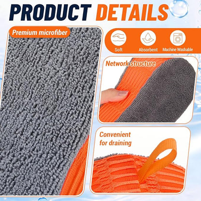 4 Pack Microfiber Car Wash Sponges, Dual-Sided Scrub Pad Multi-Purpose for Auto Detailing, Household Cleaning, Bathroom, Kitchen, Bike, Boat(Green & Orange)
