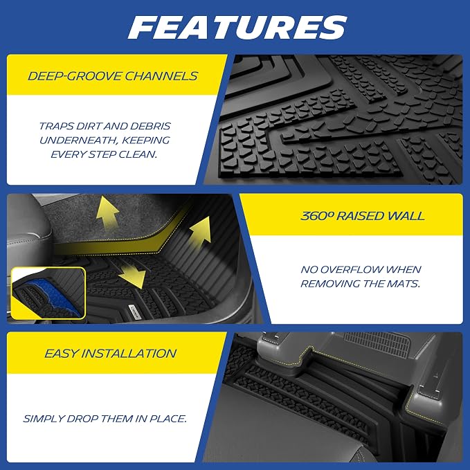 Michelin Vehicle Mat, All-Weather TPE Custom Fit Liner for Tesla Model Y 5 Seat Floor Mats 2025-2027 (9 Piece), Elite