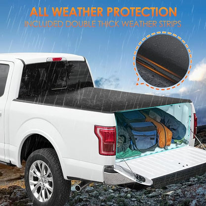 Nilight Soft Tri-fold Truck Bed Tonneau Cover Compatible with Ford F150 2004 2005 2006 2007 2008 2009 2010 2011 2012 2013 2014-6.5ft
