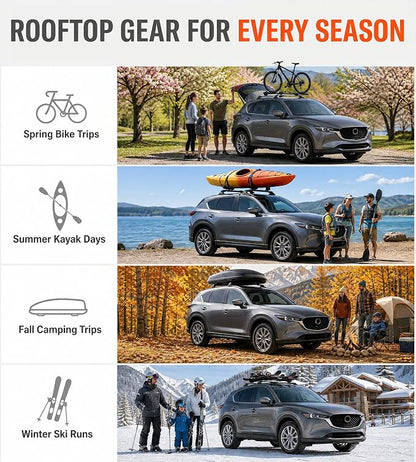 330 LBS Lockable Roof Rack Cross Bars Fit for 2017-2025 Mazda CX-5 with Flush Side Rails, Aluminum Crossbars for Rooftop Cargo Carrier Kayak Bike, Sunroof Friendly