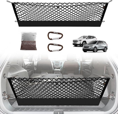 Muslogy Truck Bed Cargo Net Trunk Netting Compatible with 2018-2024 Chevy Equinox | GMC Terrain Accessories, Pickup Cargo Organizer SUV Sedan Storage Net w/Heavy Duty Carabiners