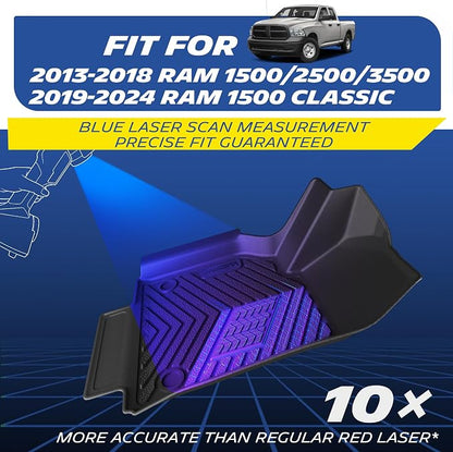 Michelin Vehicle Mats, All-Weather TPE Custom Fit Liner for 2013-2018 Ram 1500/2500/3500 & 2019-2024 Ram 1500 Classic Crew Cab Bucket Seat, Premier