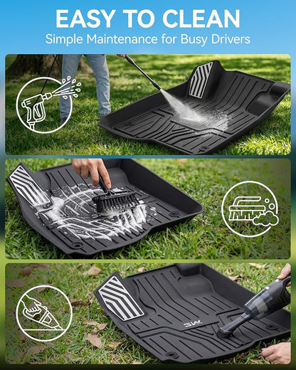 3W Floor Mats with Metal Pedals Fit for Honda CR-V 2023 2024 2025 2026 (Include Hybrid & CRV FCEV), All Weather TPE Waterproof Custom Fit Honda CRV Floor Liner 1st, 2nd Row Car Accessories Black