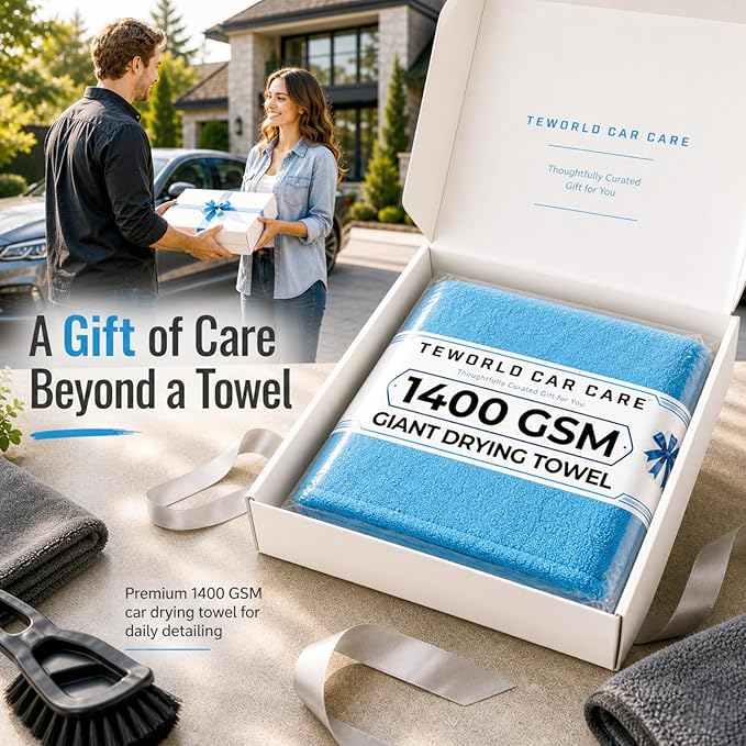 1400 GSM Car Drying Towels – XXL Microfiber Towels for Cars (48" x 24"), Ultra-Absorbent, Streak-Free, Scratch-Free, No Water Spots, Double-Twist Pile & Edgeless Design