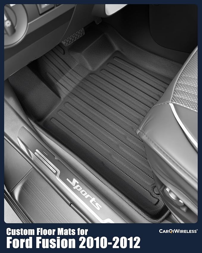 All Weather Floor Mats for Ford Fusion 2010 2011 2012, Custom Fit for Front 2nd Backseat Row Liners for Lincoln MKZ, TPE Heavy Duty Non-Slip Odorless Black Car Accessories for Mercury Milan 2010-2011