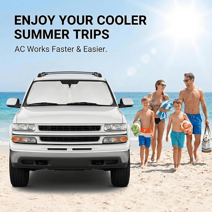 Windshield Sun Shade for Chevy Silverado 1500 1999-2006 Sunshade Front Window Shade Custom Fit Silverado 1500 Accessories Sun Visor Foldable Shade Blocks UV Rays Accessories
