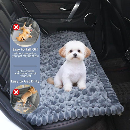 Dog Car Seat Waterproof Bed Cover Non-Slip Car Back Seat Soft and Comfortabl Pet Bed Mat Car Blanket for Travel Backseat Extender Seat Covers Dog Bed for Cars Trucks and SUVs (Grey Cover 23.6” x 51”)