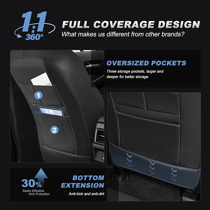 AOMSAZTO Corolla Front Car Seat Covers Custom Fit for Toyota Corolla 2020 2021 2022 2023 2024 2025 2026 LE/SE/XSE/L/FX/XLE Faux Leather Seat Covers with Interior Accessories(2 Seats,Black)