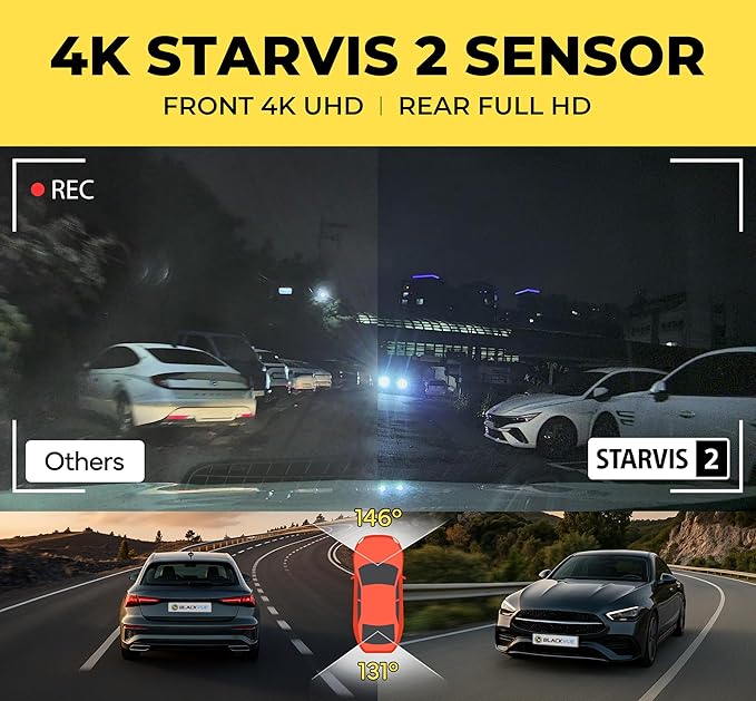 BlackVue DR970X Box Plus, 4K Dash Cam Front and Rear, STARVIS 2, Free 64GB Micro SD Card & Hardwire Cable Included, Dash Camera for Cars, 24H Parking Mode, Wi-Fi, GPS, App Control