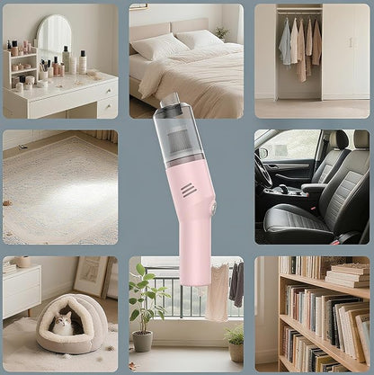 Auloea Portable Mini Car Vacuum Cleaner Pink, High Power Cordless(400g) Handheld Rechargeable Vacuum Cleaner for Desk V06