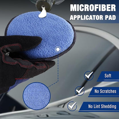 WORKPRO 18-Pack Car Wax Applicator Pads with Finger Pocket, Microfiber Soft Foam Polishing Pads for Car Detailing & Cleaning, Lint-Free, High Resilience