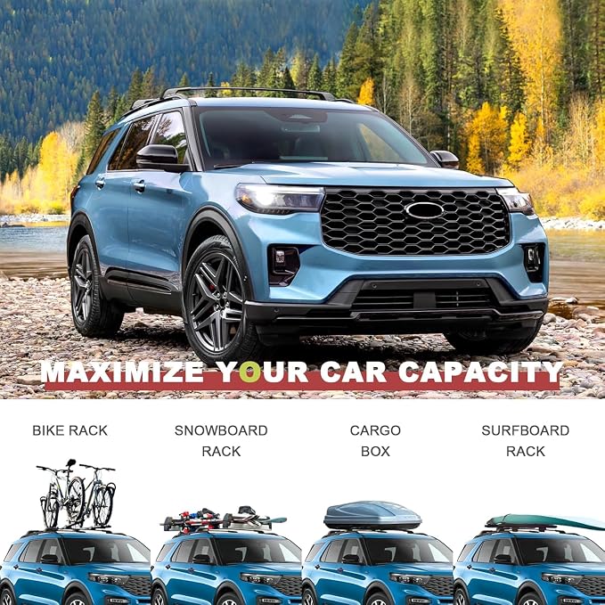 260lbs Lockable Roof Rack Cross Bars for Toyota Highlander 2020 2021 2022 2023 2024 2025 XLE Limited Platinum Hybrid, Heavy Duty Aluminum Crossbars Rooftop Luggage (Not for Grand Highlander)