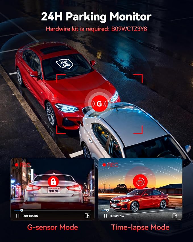 REDTIGER Dash Cam 4K Front and 1080P Rear, STARVIS 2 Sensor, 5.8GHz WiFi (20MB/s), GPS, WDR & HDR Night Vision, 170°Wide Angle, Parking Mode, Loop Recording with Emergency Lock(SD Card Not Included)