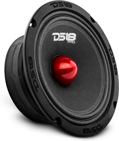 DS18 PRO-GM6.4B Loudspeaker - 6.5", Midrange, Red Aluminum Bullet, 480W Max, 140W RMS, 4 Ohms - Premium Quality Audio Door Speakers for Car or Truck Stereo Sound System (1 Speaker)